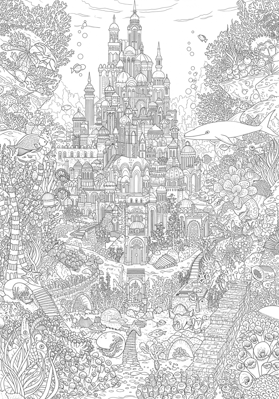 Intricate underwater coral city