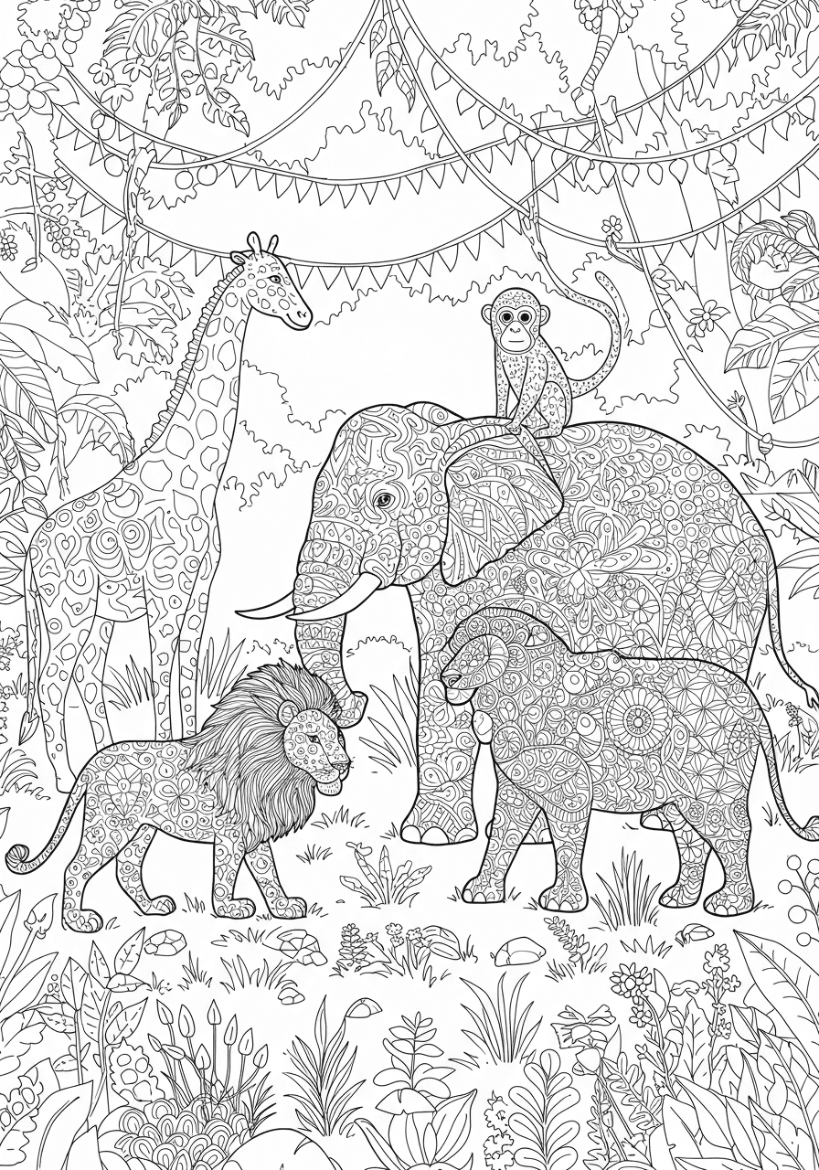 Intricate Zentangle animal kingdom