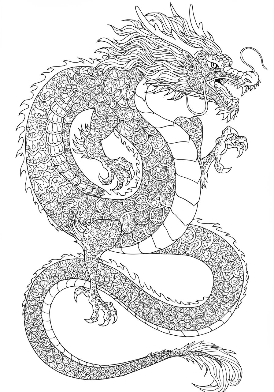 Intricate Zentangle dragon