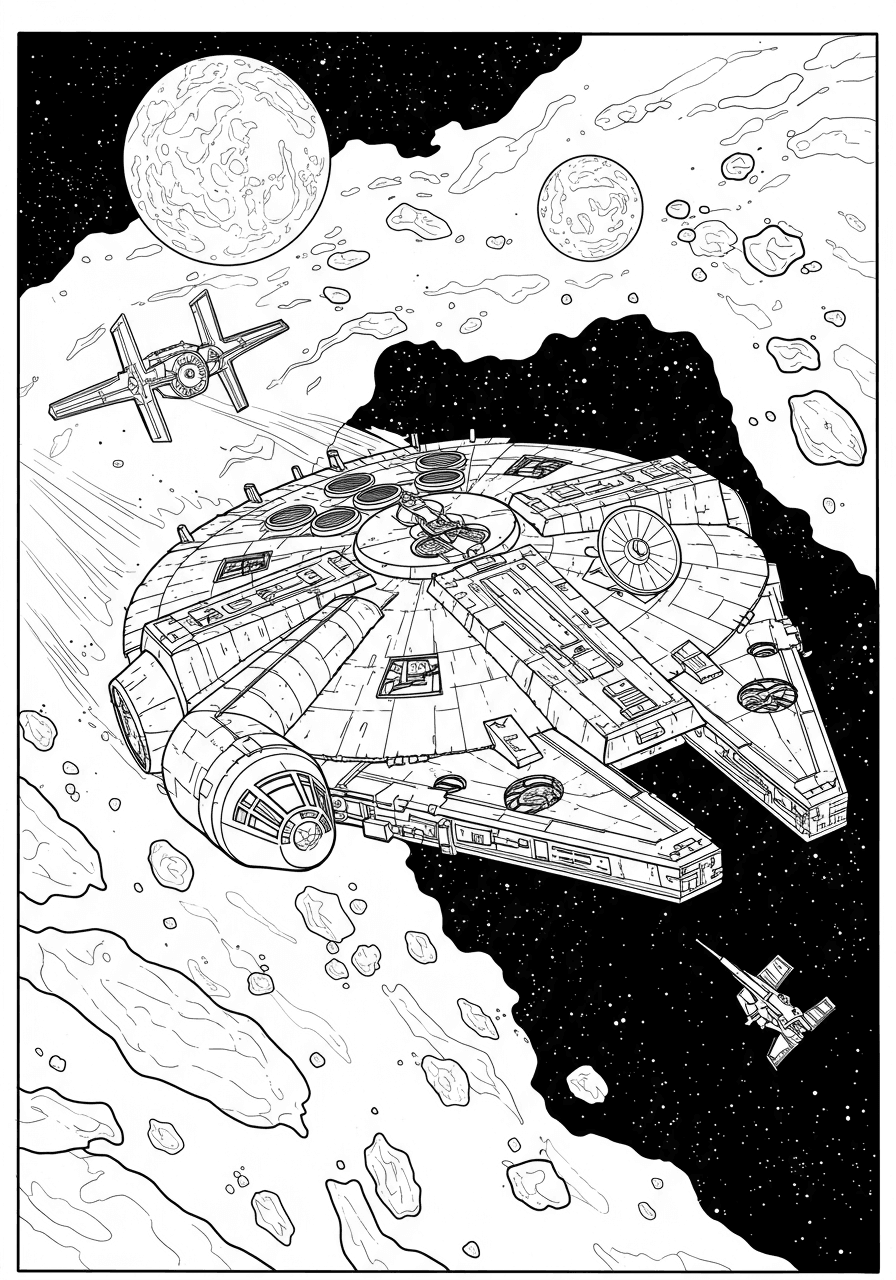 Millennium Falcon flying