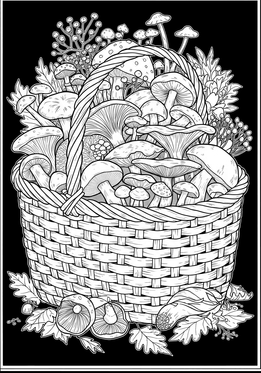 Mushroom basket with picked mushrooms