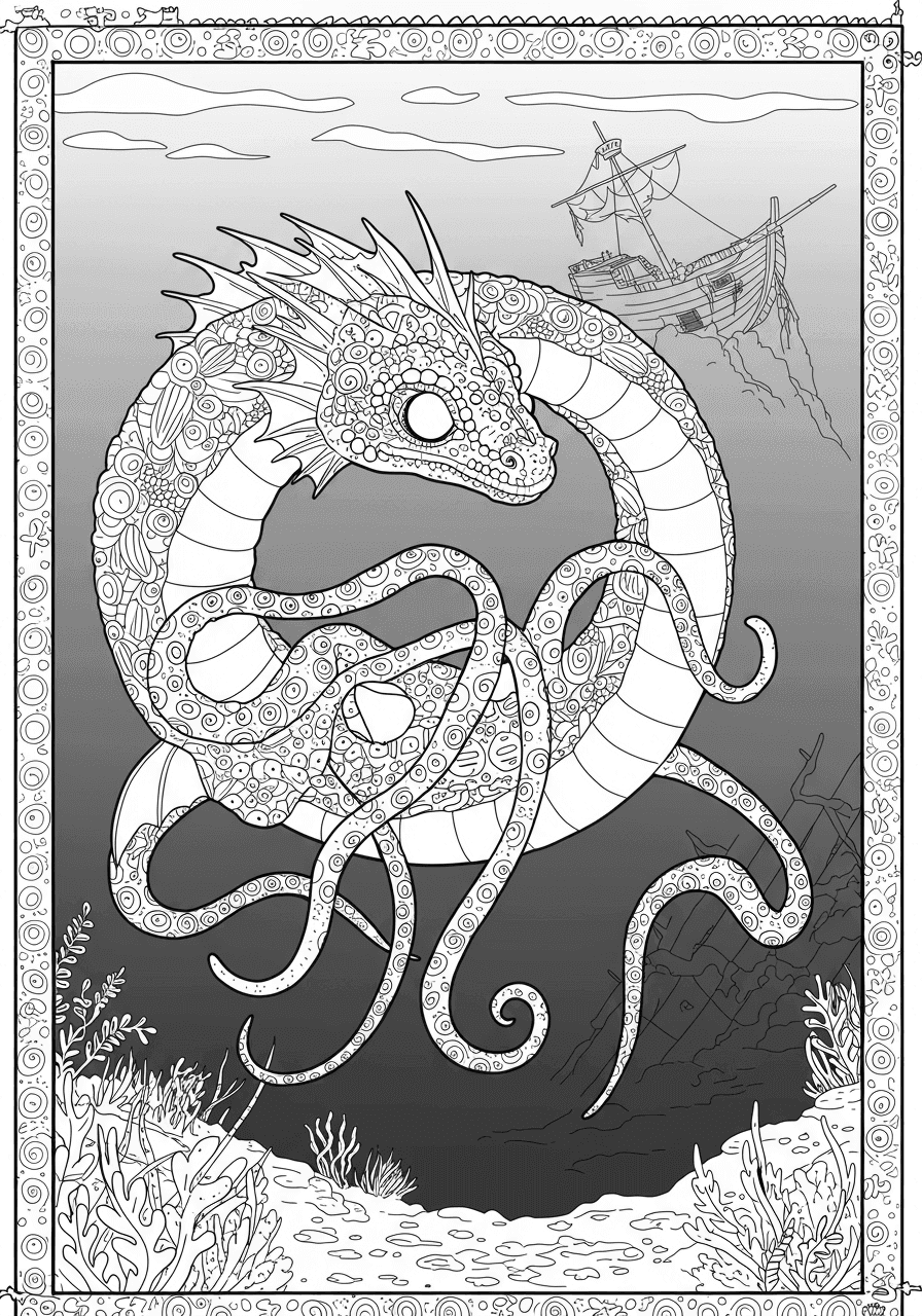 Sea monster in deep ocean