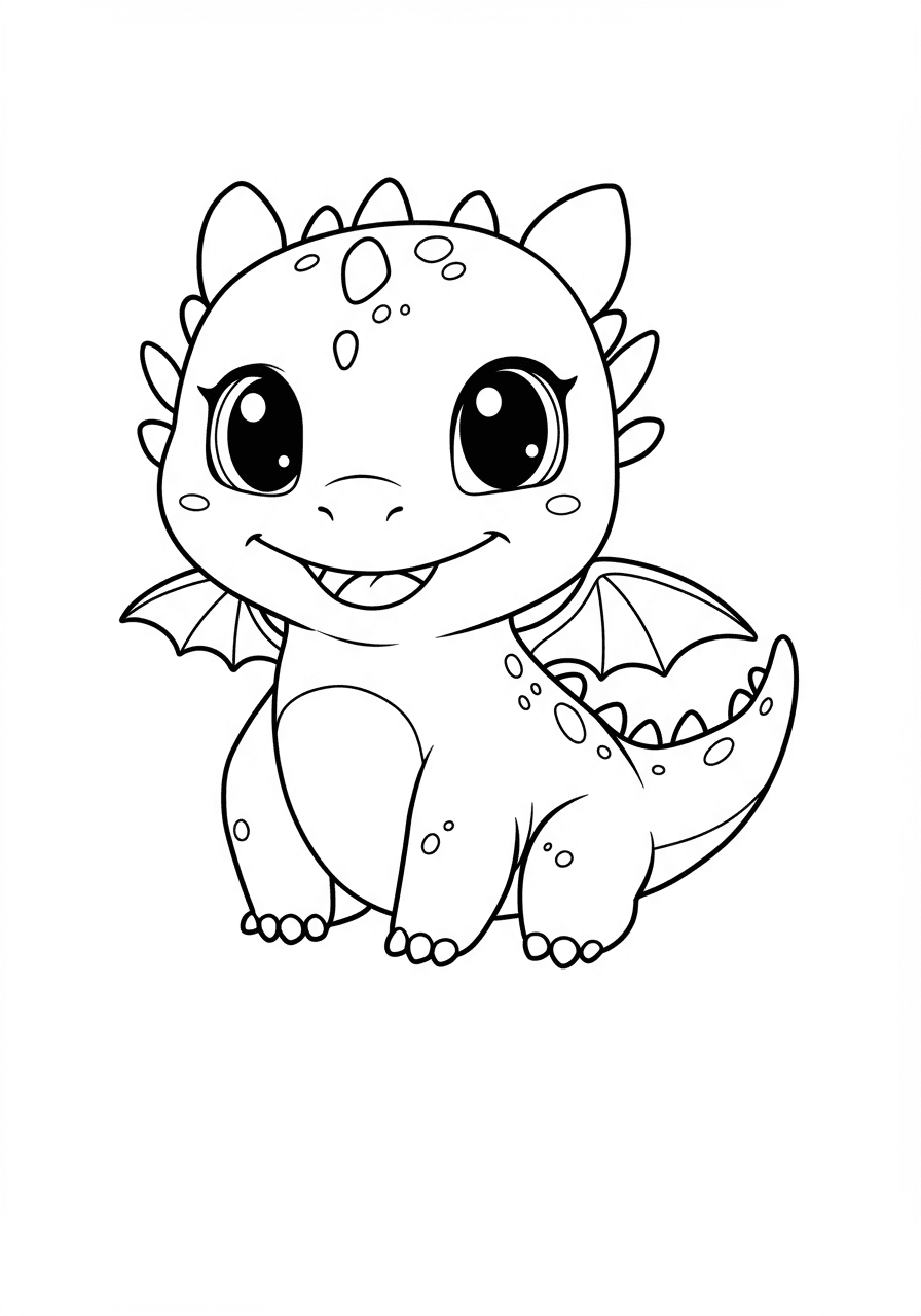 Simple baby dragon smiling