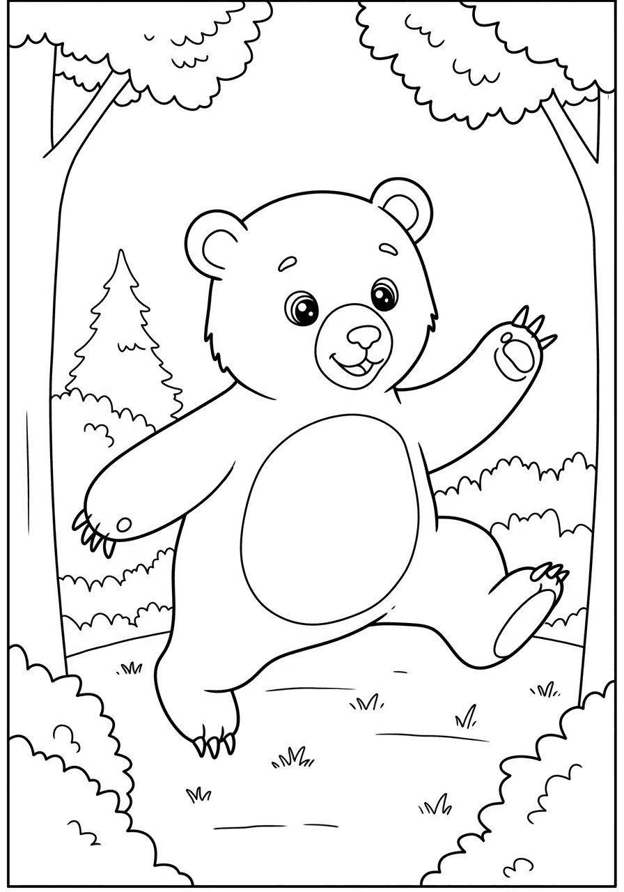 Simple bear cub playing