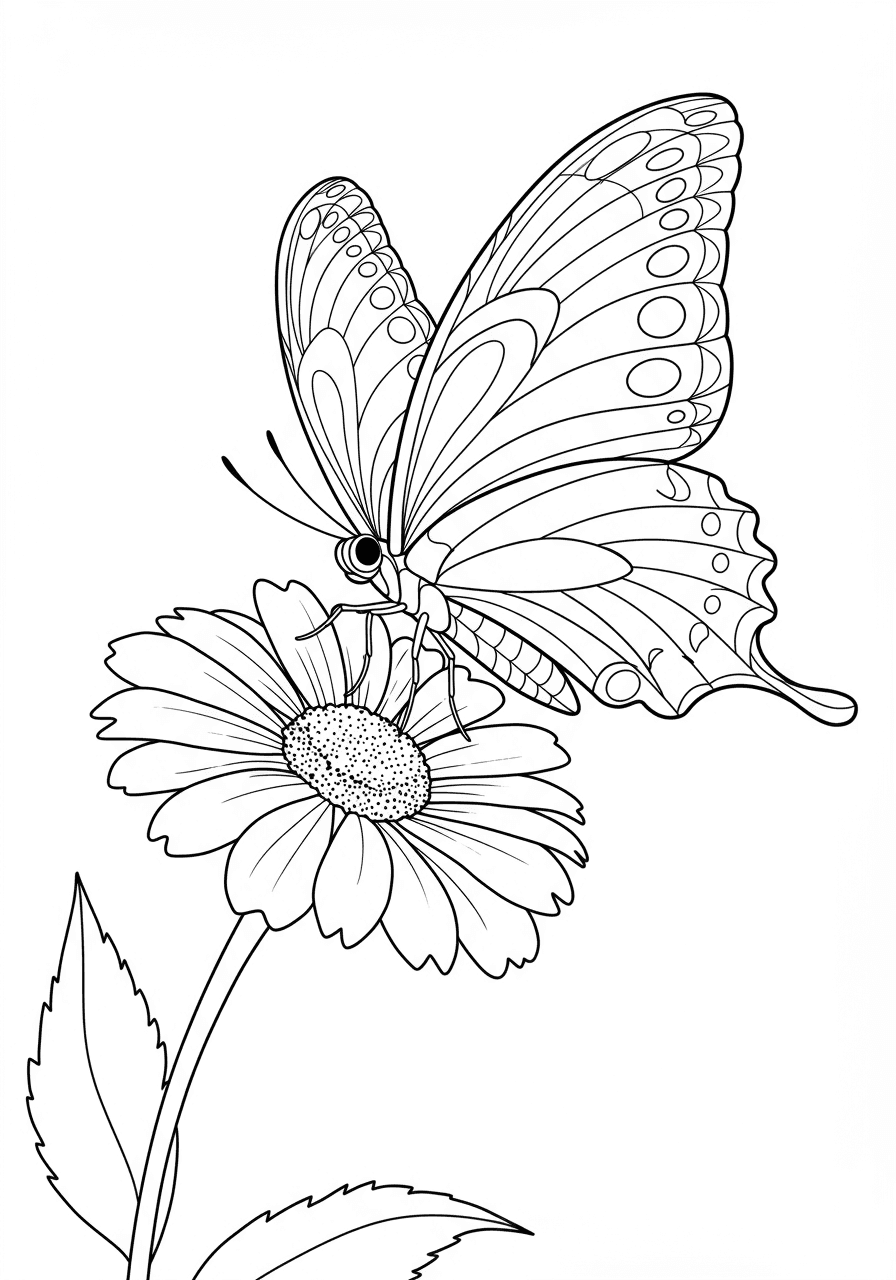 Simple butterfly on flower front view