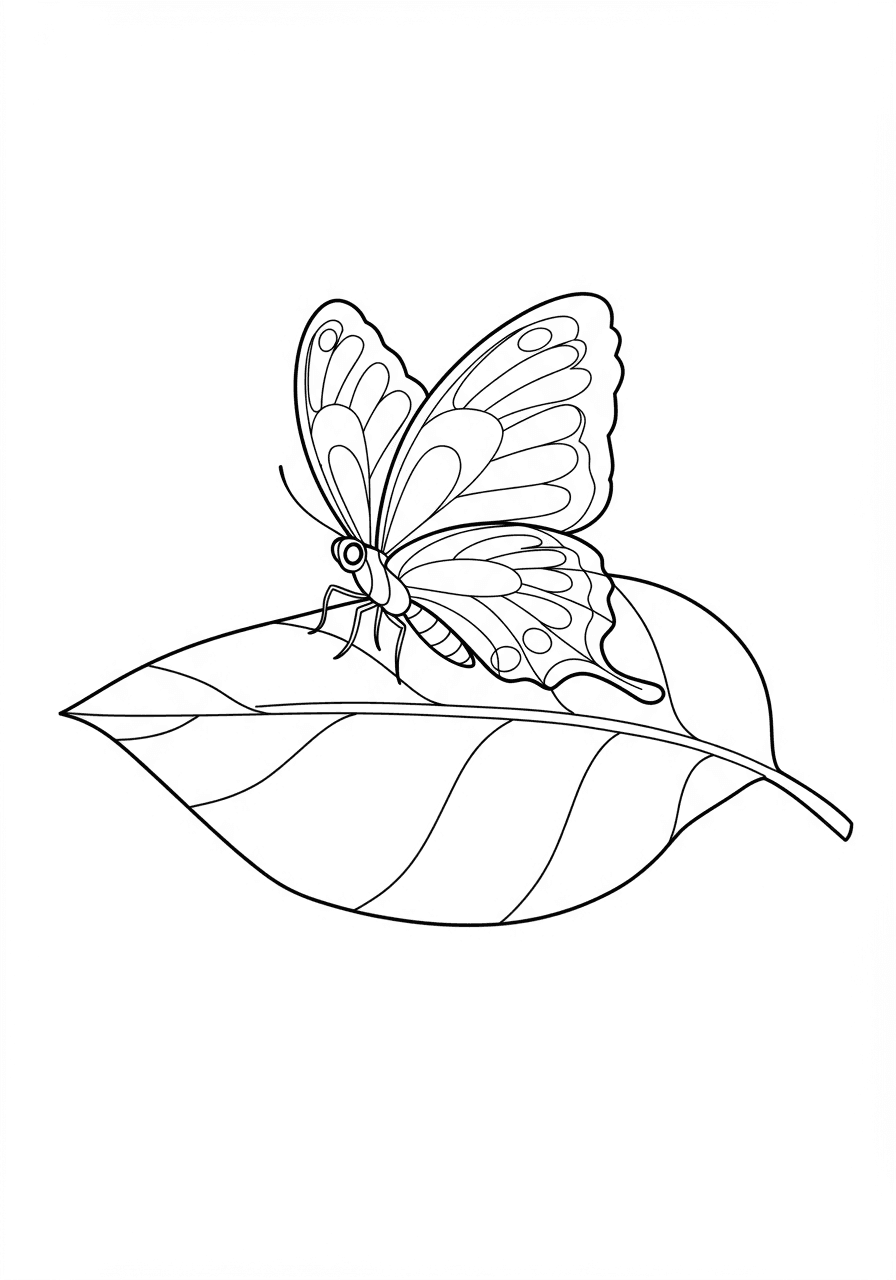 Simple butterfly on leaf
