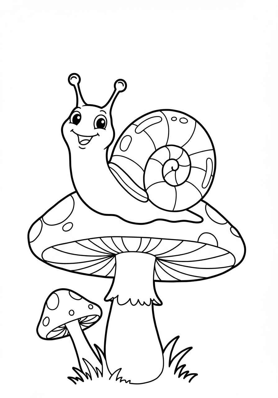 Simple snail on mushroom
