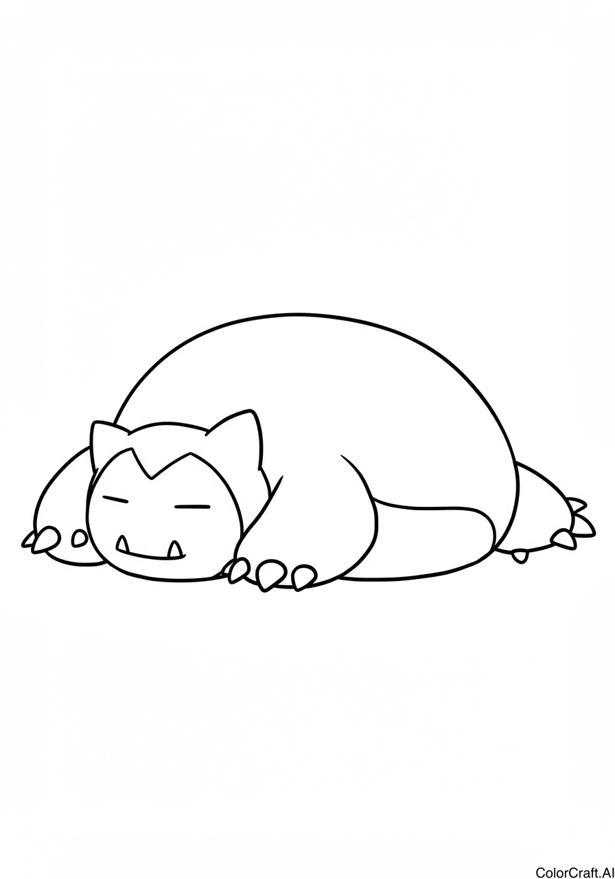 A coloring page of Snorlax