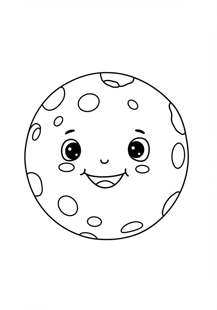 Toddler moon with happy face simple