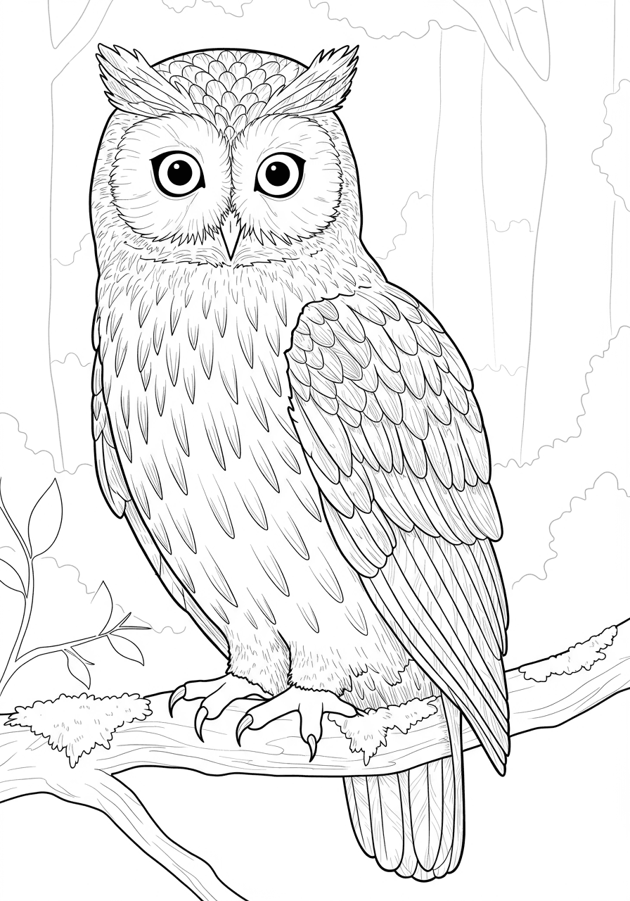 Wise owl on branch