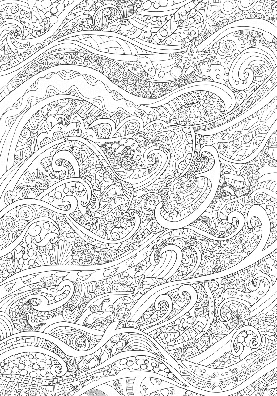 Zentangle ocean waves