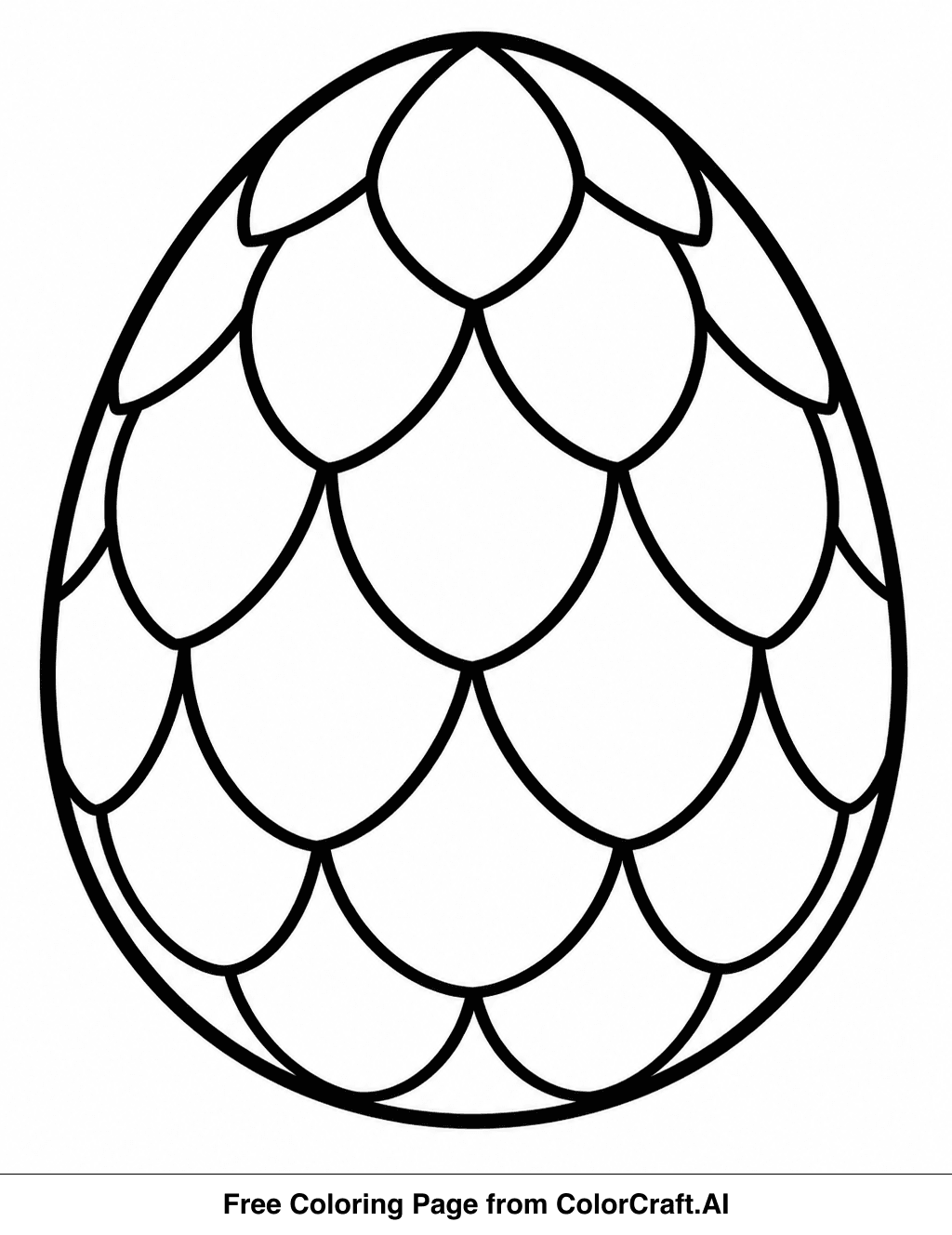 Line drawing of a plain dragon egg with a cracked surface, perfect for coloring.