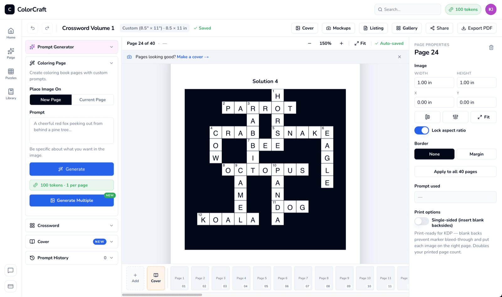 Crossword solution page showing the filled-in grid.