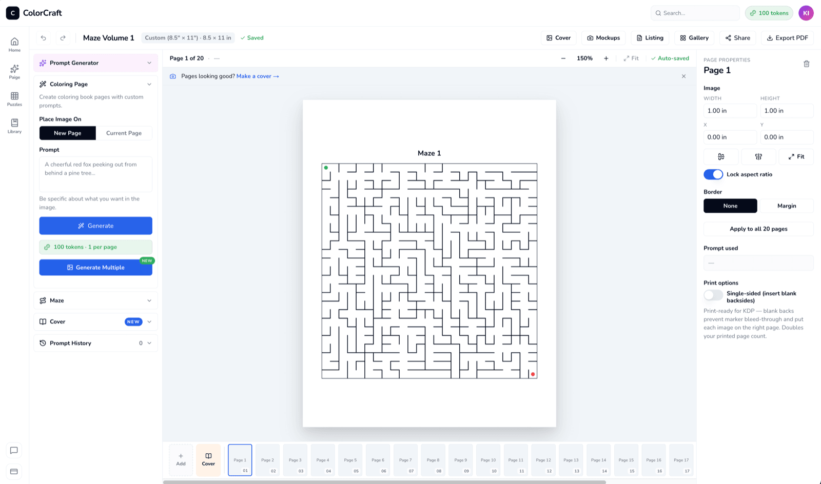 Maze page open in the editor.